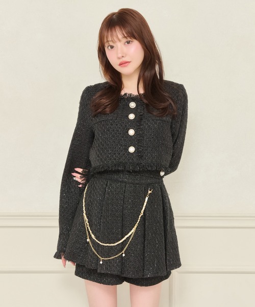 セット着用可能】フリンジツイードジャケット（テーラードジャケット