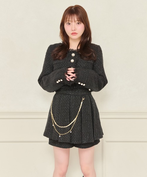 セット着用可能】フリンジツイードジャケット（テーラードジャケット