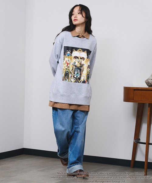 ROSE BUD（ローズバッド）の「(Michael Jackson)DANGEROUS SWEATSHIRT（Tシャツ/カットソー・レディース・グレー/チャコール・ONE SIZE）」の12枚目の写真