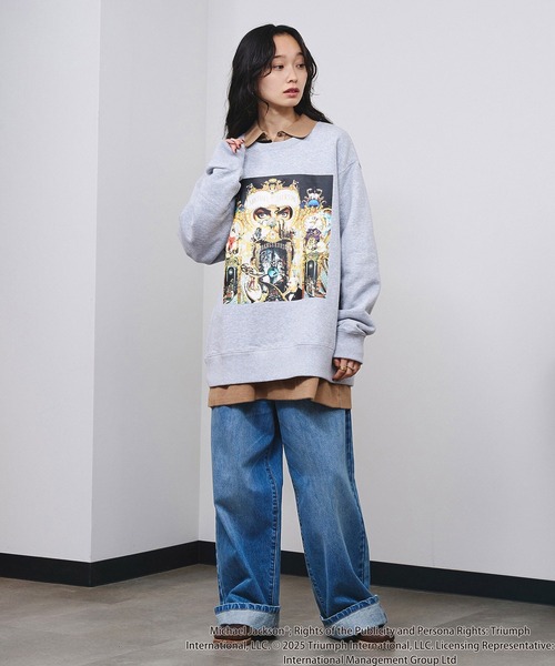 ROSE BUD（ローズバッド）の「(Michael Jackson)DANGEROUS SWEATSHIRT（Tシャツ/カットソー・レディース・グレー/チャコール・ONE SIZE）」の13枚目の写真