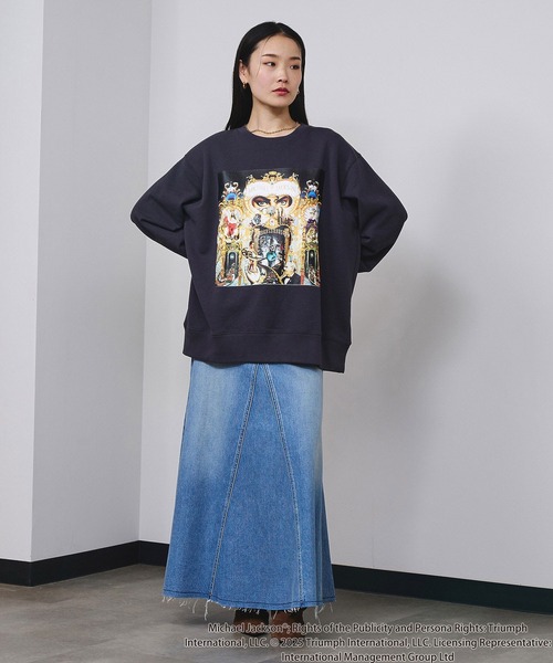 ROSE BUD（ローズバッド）の「(Michael Jackson)DANGEROUS SWEATSHIRT（Tシャツ/カットソー・レディース・グレー/チャコール・ONE SIZE）」の8枚目の写真