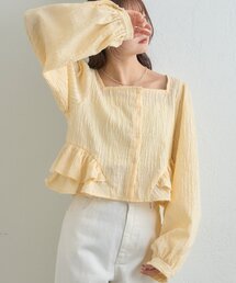 mystic | ジャガード裾フリルブラウス(シャツ/ブラウス)