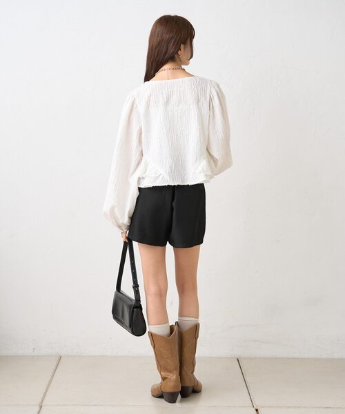 mystic（ミスティック）の「ジャガード裾フリルブラウス（シャツ/ブラウス・レディース・イエロー/ブラック/オフホワイト・FREE）」の12枚目の写真