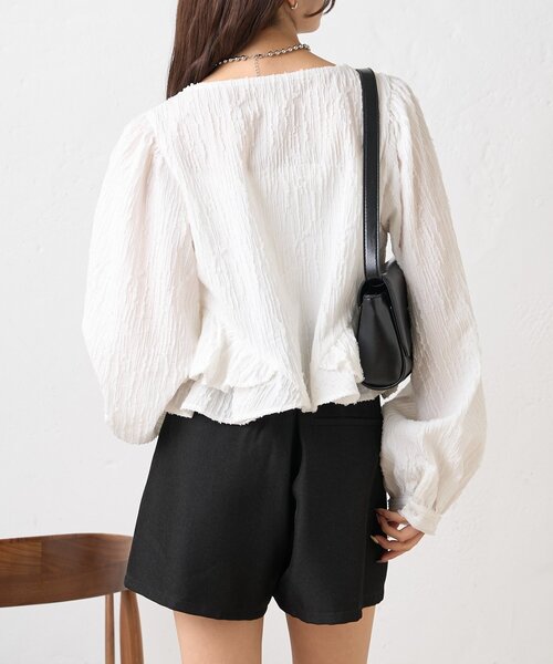 mystic（ミスティック）の「ジャガード裾フリルブラウス（シャツ/ブラウス・レディース・イエロー/ブラック/オフホワイト・FREE）」の13枚目の写真