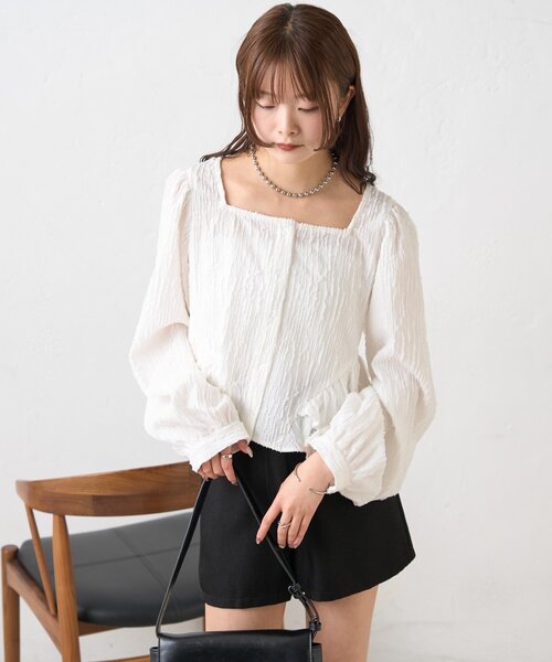 mystic（ミスティック）の「ジャガード裾フリルブラウス（シャツ/ブラウス・レディース・イエロー/ブラック/オフホワイト・FREE）」の15枚目の写真