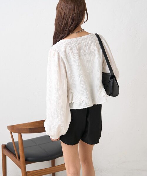 mystic（ミスティック）の「ジャガード裾フリルブラウス（シャツ/ブラウス・レディース・イエロー/ブラック/オフホワイト・FREE）」の16枚目の写真