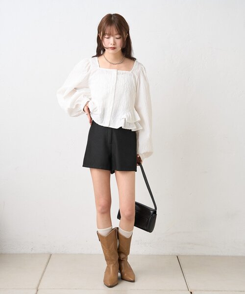 mystic（ミスティック）の「ジャガード裾フリルブラウス（シャツ/ブラウス・レディース・イエロー/ブラック/オフホワイト・FREE）」の18枚目の写真