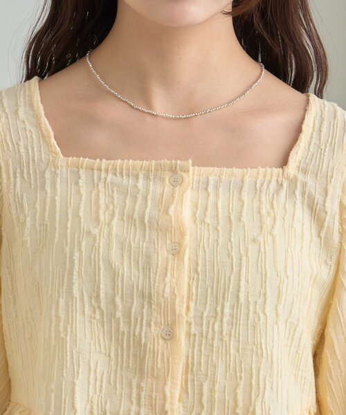 mystic（ミスティック）の「ジャガード裾フリルブラウス（シャツ/ブラウス・レディース・イエロー/ブラック/オフホワイト・FREE）」の5枚目の写真