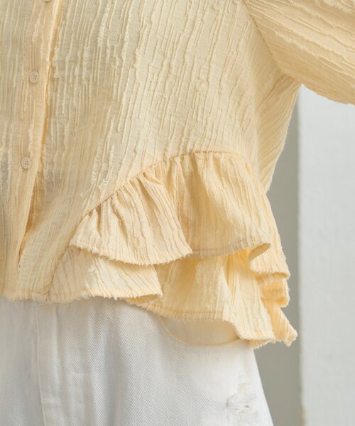 mystic（ミスティック）の「ジャガード裾フリルブラウス（シャツ/ブラウス・レディース・イエロー/ブラック/オフホワイト・FREE）」の8枚目の写真