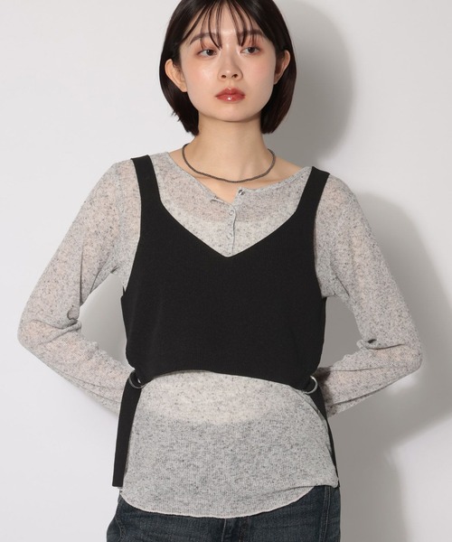 PAGEBOY（ページボーイ）の「サイドベルトニットビスチェ（その他トップス・レディース・ネイビー/ブラック/オフホワイト・FREE）」の2枚目の写真