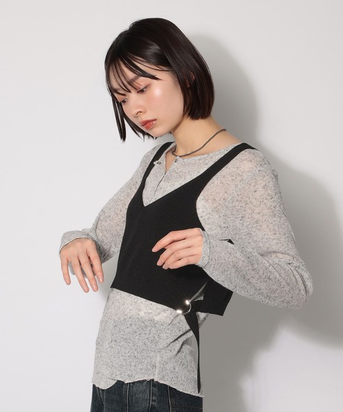 PAGEBOY（ページボーイ）の「サイドベルトニットビスチェ（その他トップス・レディース・ネイビー/ブラック/オフホワイト・FREE）」の8枚目の写真