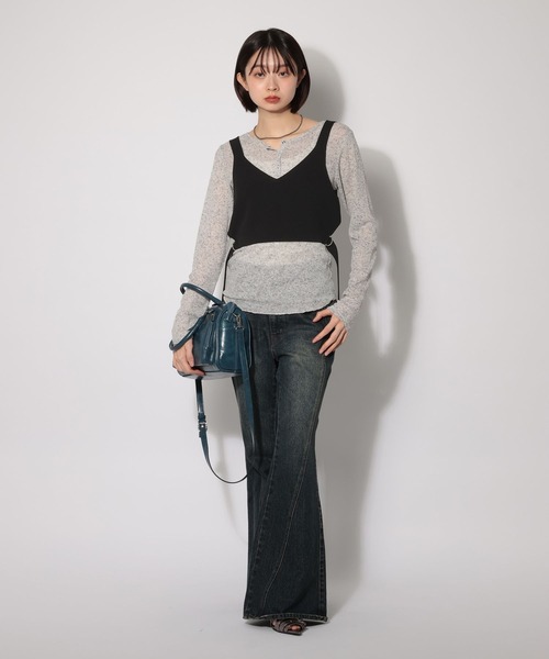 PAGEBOY（ページボーイ）の「サイドベルトニットビスチェ（その他トップス・レディース・ネイビー/ブラック/オフホワイト・FREE）」の4枚目の写真