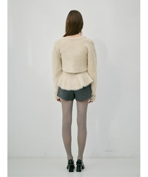 EIMY ISTOIRE（エイミーイストワール）の「フェザーペプラムニットカーディガンセット（ニット/セーター・レディース・アイボリー/ライトピンク/チャコールグレー・F）」の7枚目の写真