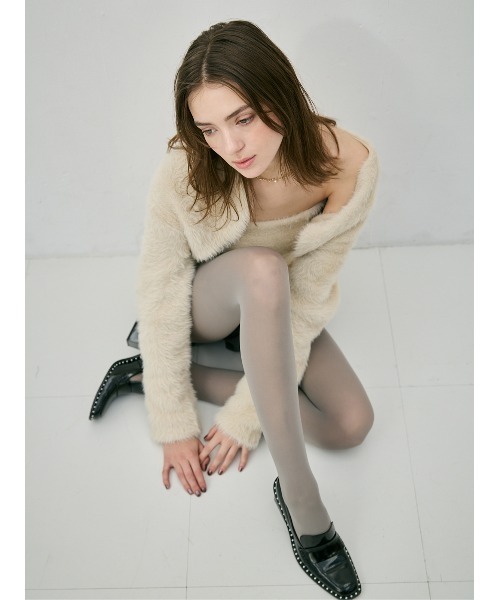 EIMY ISTOIRE（エイミーイストワール）の「フェザーペプラムニットカーディガンセット（ニット/セーター・レディース・アイボリー/ライトピンク/チャコールグレー・F）」の9枚目の写真