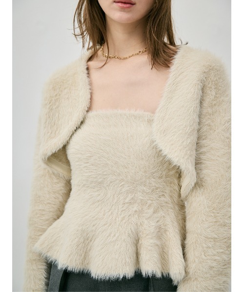 EIMY ISTOIRE（エイミーイストワール）の「フェザーペプラムニットカーディガンセット（ニット/セーター・レディース・アイボリー/ライトピンク/チャコールグレー・F）」の10枚目の写真