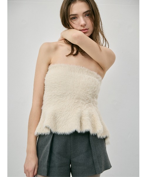 EIMY ISTOIRE（エイミーイストワール）の「フェザーペプラムニットカーディガンセット（ニット/セーター・レディース・アイボリー/ライトピンク/チャコールグレー・F）」の13枚目の写真