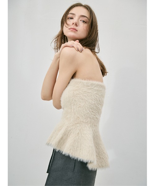 EIMY ISTOIRE（エイミーイストワール）の「フェザーペプラムニットカーディガンセット（ニット/セーター・レディース・アイボリー/ライトピンク/チャコールグレー・F）」の14枚目の写真