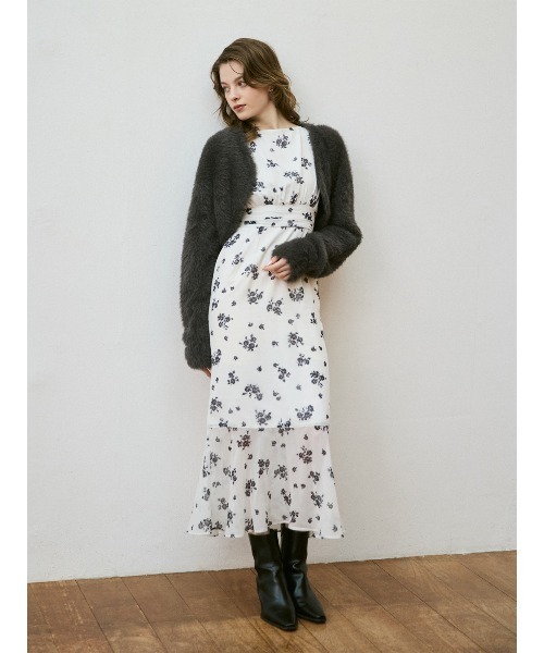 EIMY ISTOIRE（エイミーイストワール）の「フェザーペプラムニットカーディガンセット（ニット/セーター・レディース・アイボリー/ライトピンク/チャコールグレー・F）」の15枚目の写真