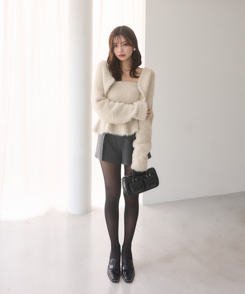 フェザーペプラムニットカーディガンセット（ニット/セーター）｜EIMY