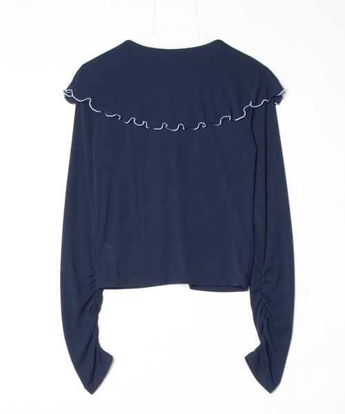 idem（イデム）の「big mellow collar sheer cardigan / ビックカラーシアーカーディガン（Tシャツ/カットソー・レディース・ネイビー/ホワイト・FREE）」の14枚目の写真