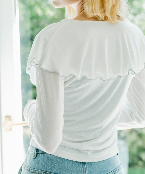 idem（イデム）の「big mellow collar sheer cardigan / ビックカラーシアーカーディガン（Tシャツ/カットソー・レディース・ネイビー/ホワイト・FREE）」の22枚目の写真