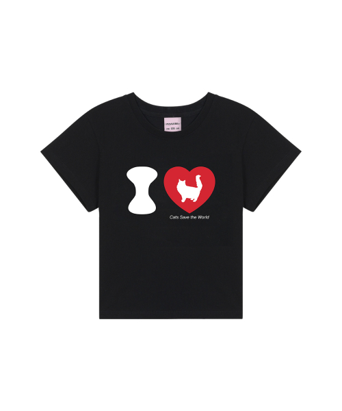 ITZAVIBE（イッザバイブ）の「I LOVE CAT CROP T SHIRT（Tシャツ/カットソー・レディース・その他・ONE SIZE）」の2枚目の写真