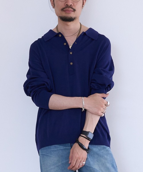 crepuscule(クレプスキュール)の「crepuscule L/S Polo (2601-013)(ポロシャツ・メンズ・ブラック/ブルー系その他・0/1/2)」の1枚目の写真