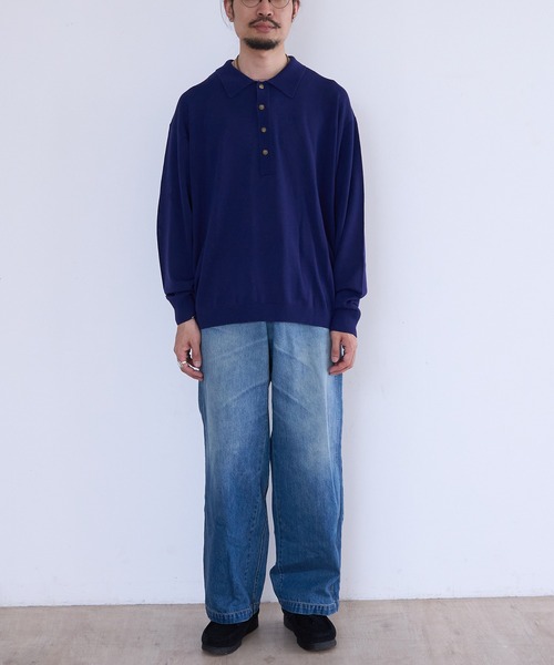 crepuscule(クレプスキュール)の「crepuscule L/S Polo (2601-013)(ポロシャツ・メンズ・ブラック/ブルー系その他・0/1/2)」の3枚目の写真