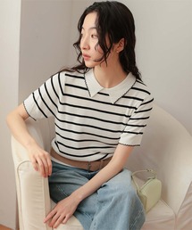 ピコデザイン半袖ポロニット