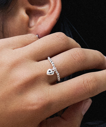RS012 Silver925 Heart Pendent Beads Ring