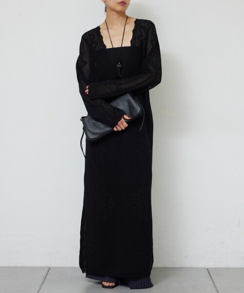 GALLARDAGALANTE(ガリャルダガランテ)の「【手洗い可】メッシュニットドレス(ワンピース・レディース・ブラック/ホワイト・FREE)」の2枚目の写真