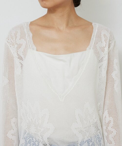 GALLARDAGALANTE(ガリャルダガランテ)の「【手洗い可】メッシュニットドレス(ワンピース・レディース・ブラック/ホワイト・FREE)」の10枚目の写真