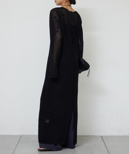 GALLARDAGALANTE(ガリャルダガランテ)の「【手洗い可】メッシュニットドレス(ワンピース・レディース・ブラック/ホワイト・FREE)」の17枚目の写真