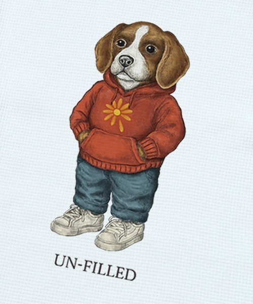 UN-FILLED(アンフィルド)の「mlt5558- UF DOG WAFFLE LONG SLEEVE T-shirt ロンT(ビーグル)-着丈前後差有(SDUF-2604BGL-M)(Tシャツ/カットソー・メンズ・アイボリー/グレー/ホワイト・ONE SIZE)」の7枚目の写真
