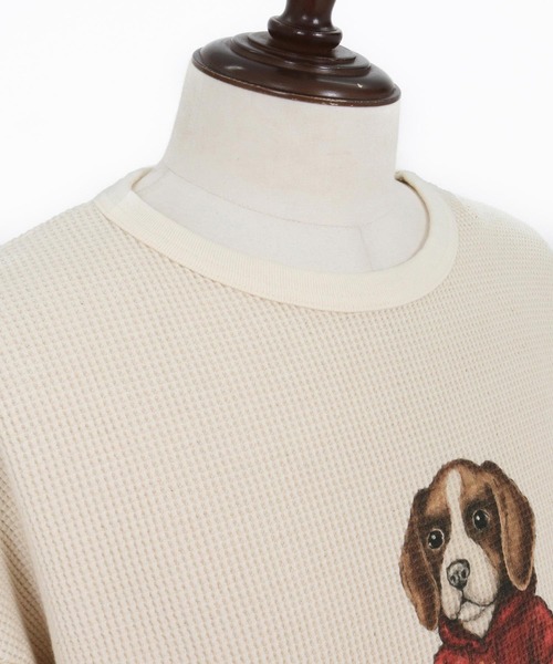 UN-FILLED(アンフィルド)の「mlt5558- UF DOG WAFFLE LONG SLEEVE T-shirt ロンT(ビーグル)-着丈前後差有(SDUF-2604BGL-M)(Tシャツ/カットソー・メンズ・アイボリー/グレー/ホワイト・ONE SIZE)」の9枚目の写真
