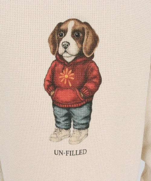 UN-FILLED(アンフィルド)の「mlt5558- UF DOG WAFFLE LONG SLEEVE T-shirt ロンT(ビーグル)-着丈前後差有(SDUF-2604BGL-M)(Tシャツ/カットソー・メンズ・アイボリー/グレー/ホワイト・ONE SIZE)」の13枚目の写真