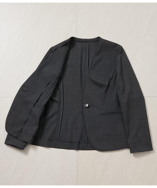 NEWYORKER（ニューヨーカー）の「【ウォッシャブル】ウールピンヘッド 1釦カラーレスジャケット（テーラードジャケット・レディース・ダークグレー/ブラウン・11号/9号）」の17枚目の写真