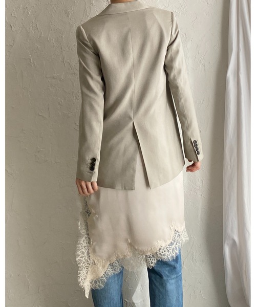 She's Closet(シーズクローゼット)の「アシンメトリーロング丈サイドスリットサテンレースキャミソール(キャミソール・レディース・ブラック/アイボリー・FREE)」の7枚目の写真