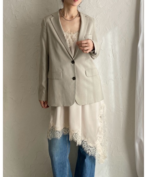 She's Closet(シーズクローゼット)の「アシンメトリーロング丈サイドスリットサテンレースキャミソール(キャミソール・レディース・ブラック/アイボリー・FREE)」の22枚目の写真
