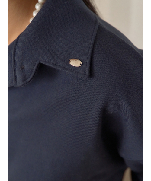 Sorry,Too Much Love(ソーリートゥーマッチラブ)の「Gentle Morning Collar Sweatshirt_Navy(スウェット・レディース・その他・FREE)」の4枚目の写真