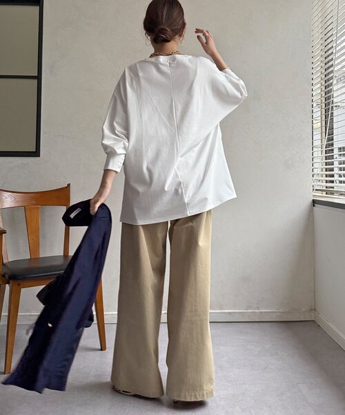 DouDou(ドゥドゥ)の「【WEB限定】MEMPHISドルマンロゴロンTEE(Tシャツ/カットソー・レディース・ダークグレー/カーキ/オフホワイト・FREE)」の8枚目の写真
