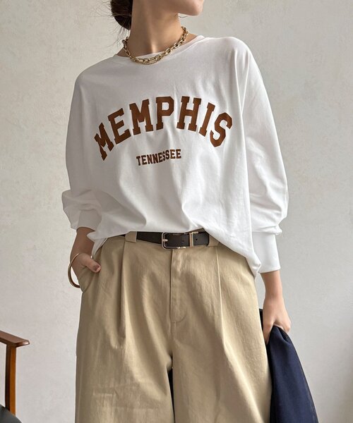DouDou(ドゥドゥ)の「【WEB限定】MEMPHISドルマンロゴロンTEE(Tシャツ/カットソー・レディース・ダークグレー/カーキ/オフホワイト・FREE)」の11枚目の写真