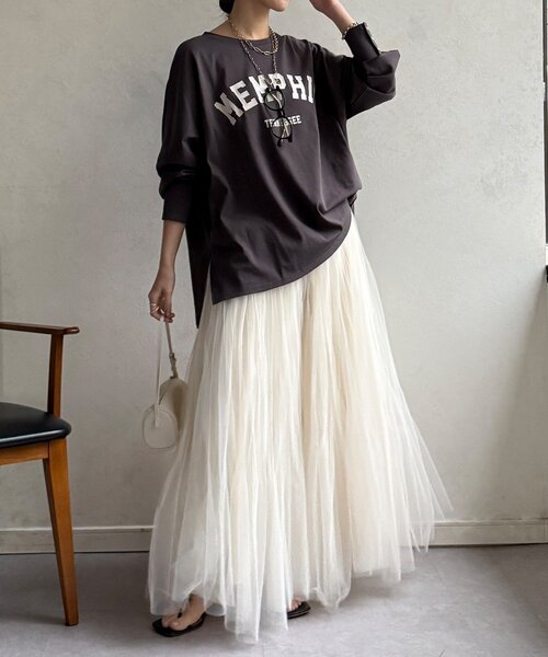 DouDou(ドゥドゥ)の「【WEB限定】MEMPHISドルマンロゴロンTEE(Tシャツ/カットソー・レディース・ダークグレー/カーキ/オフホワイト・FREE)」の16枚目の写真