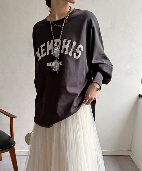 DouDou(ドゥドゥ)の「【WEB限定】MEMPHISドルマンロゴロンTEE(Tシャツ/カットソー・レディース・ダークグレー/カーキ/オフホワイト・FREE)」の20枚目の写真