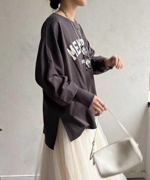 DouDou(ドゥドゥ)の「【WEB限定】MEMPHISドルマンロゴロンTEE(Tシャツ/カットソー・レディース・ダークグレー/カーキ/オフホワイト・FREE)」の21枚目の写真