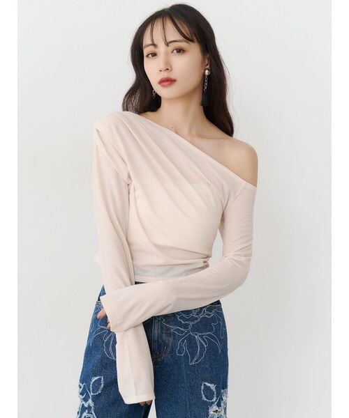 MURUA（ムルーア）の「ドレープワンショルトップス（Tシャツ/カットソー・レディース・ホワイト/ブラック/モカ・FREE）」の21枚目の写真