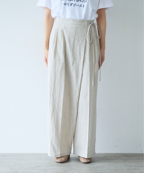 yuni（ユニ　）の「高密度Cotton/Linen high waist wrap  パンツ（その他パンツ・レディース・アイボリー・S/M）」の10枚目の写真