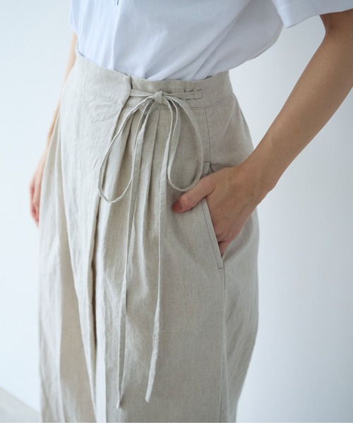 yuni（ユニ　）の「高密度Cotton/Linen high waist wrap  パンツ（その他パンツ・レディース・アイボリー・S/M）」の14枚目の写真