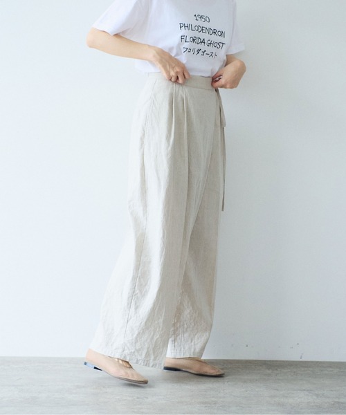 yuni（ユニ　）の「高密度Cotton/Linen high waist wrap  パンツ（その他パンツ・レディース・アイボリー・S/M）」の9枚目の写真