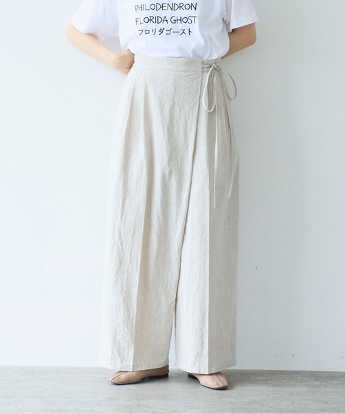 yuni（ユニ　）の「高密度Cotton/Linen high waist wrap  パンツ（その他パンツ・レディース・アイボリー・S/M）」の8枚目の写真